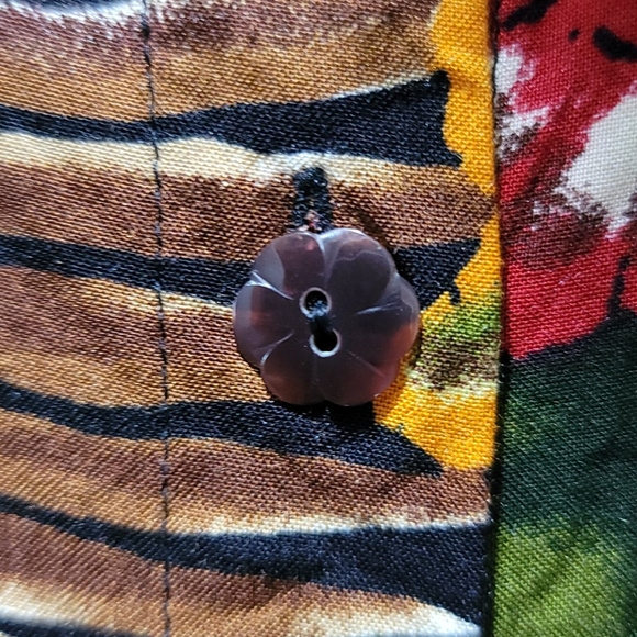 SERENDIPITY FLORAL MINI SKIRT BLACK TROPICAL PRINT BUTTON DOWN RAYON DRESS XL - Picture 4 of 10